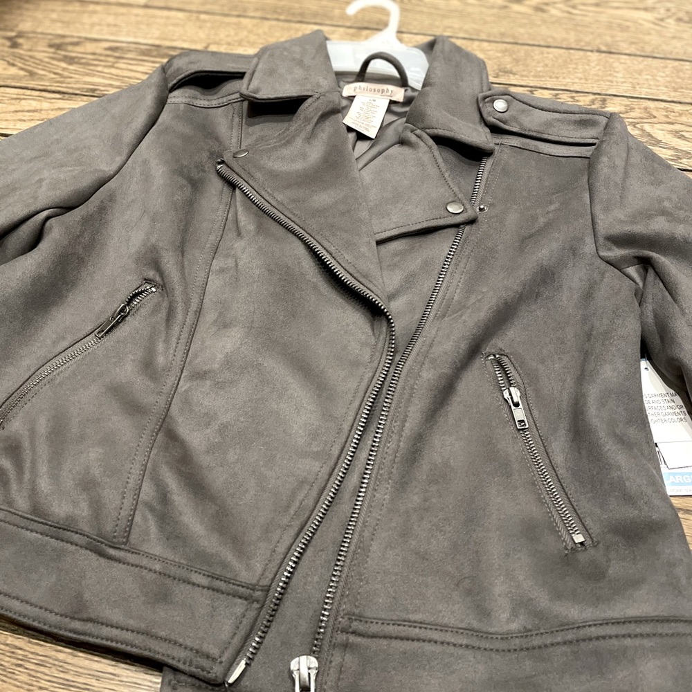 NWT Philosophy Faux Suede Moto Jacket Size L - Picture 6 of 9